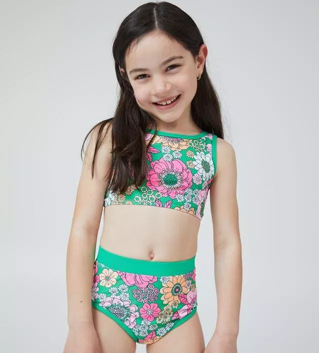 Green Printed Girls Swimsuit.png